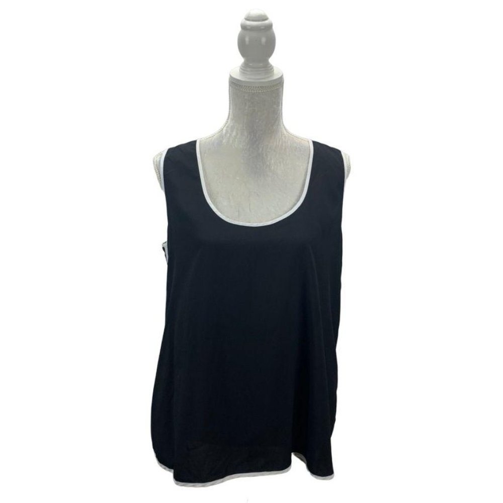 Milano‎ Tank Top Blouse Chiffon Piped Edge High Low